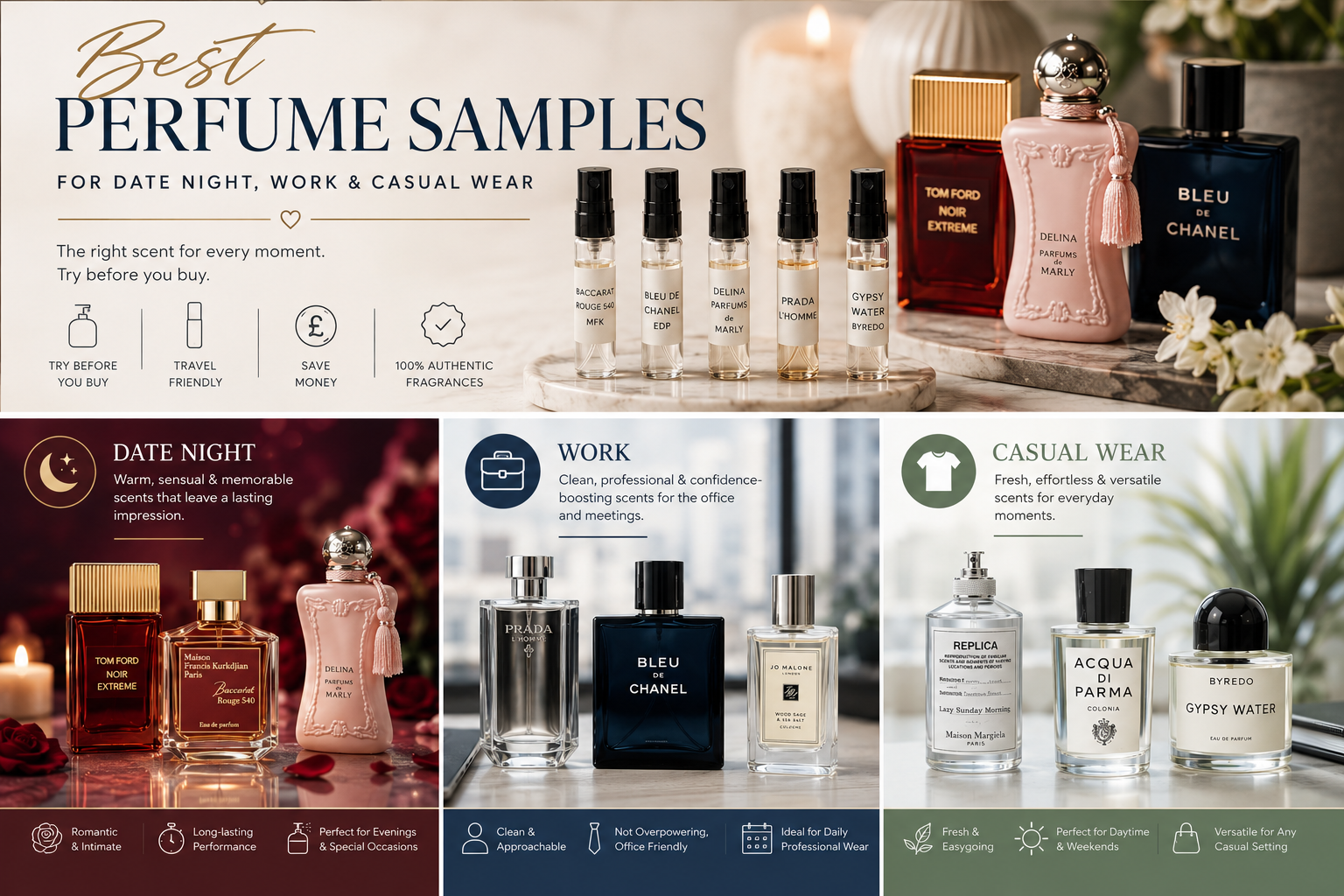 Authentic fragrance trial samples